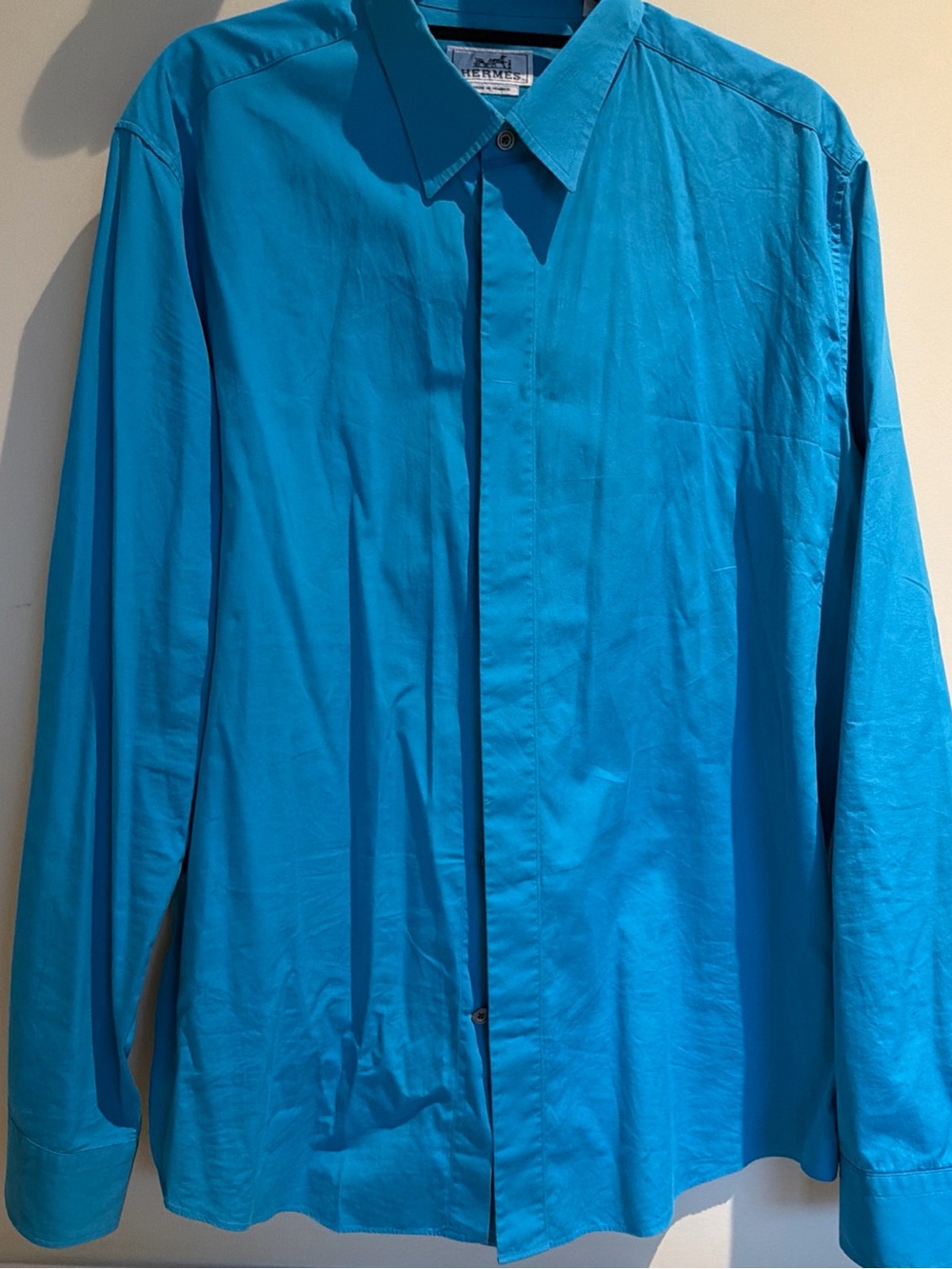 Hermes Men's Turquoise Button-Down Shirt